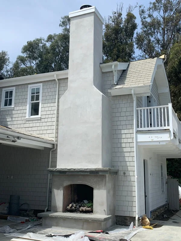 Fireplace after smooth finish coat